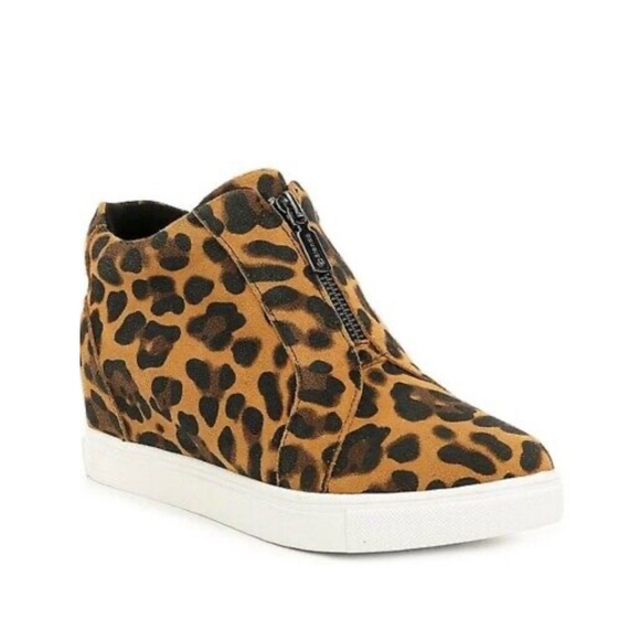 Blondo Shoes - Blondo Glenda Leopard Waterproof Suede Zip Up Wedge Heel Sneaker Bootie Size 6.5